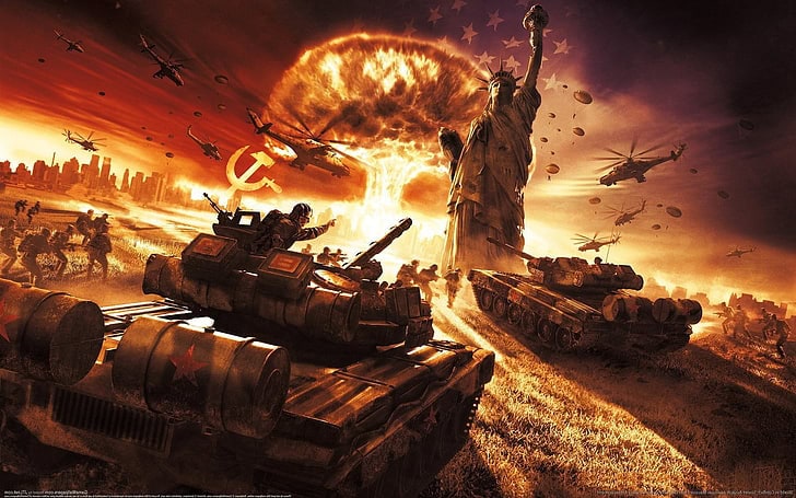 world in conflict video games soviet army soviet union ussr statue statue of liberty aircraft military aircraft helicopters war explosion nuclear soldier world war iii wallpaper preview