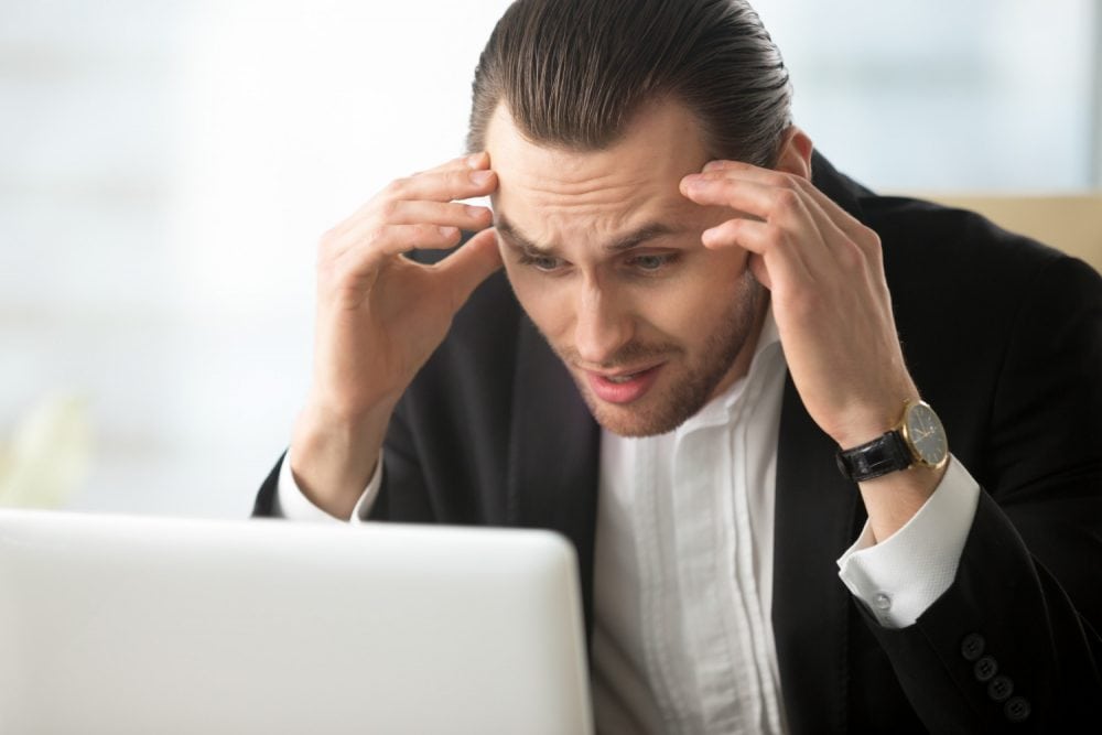 businessman despair because bad news scaled businessman despair because bad news