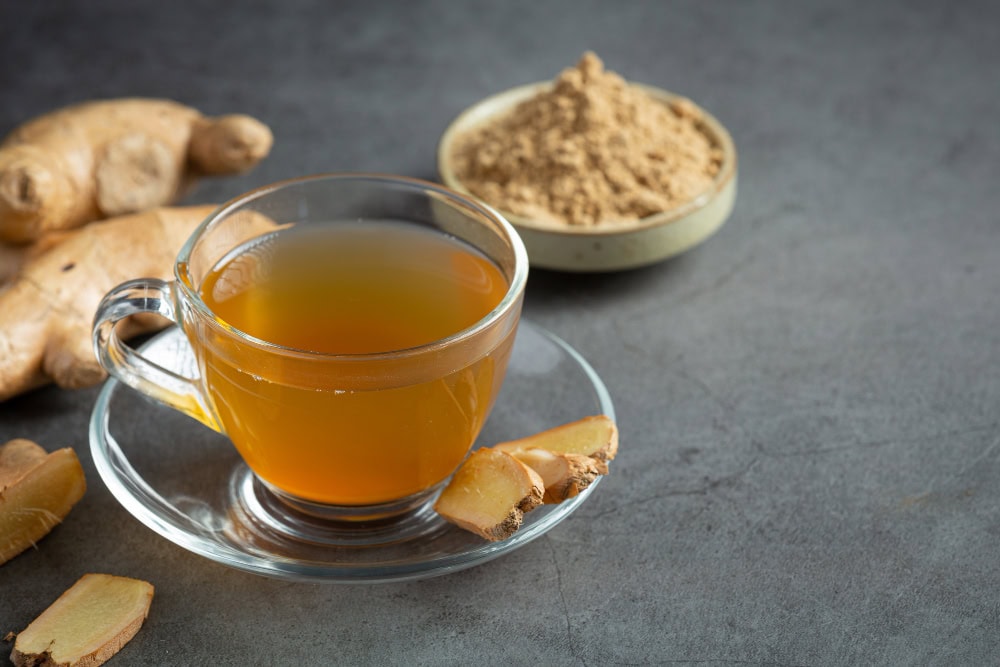 hot ginger tea table