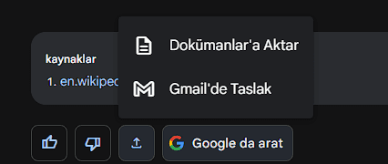 Google Bard Dışa Aktarım